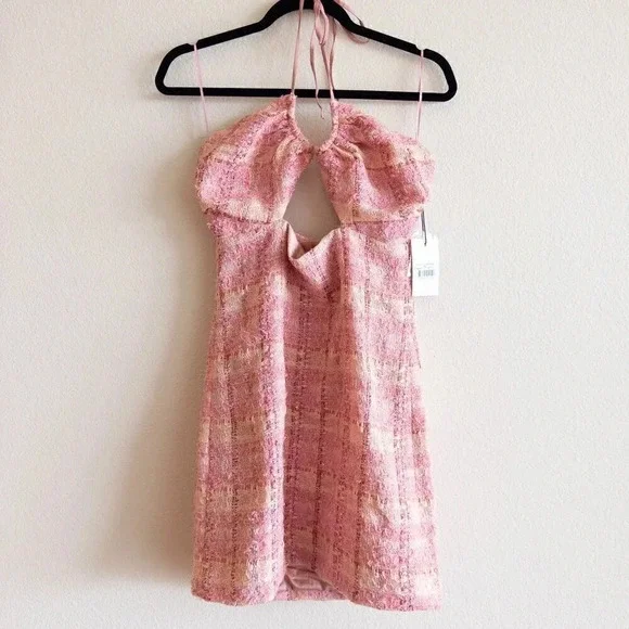 NWT Bardot Boucle Pink Lexi Mini Dress, Size M / US 6 - Picture 5 of 9